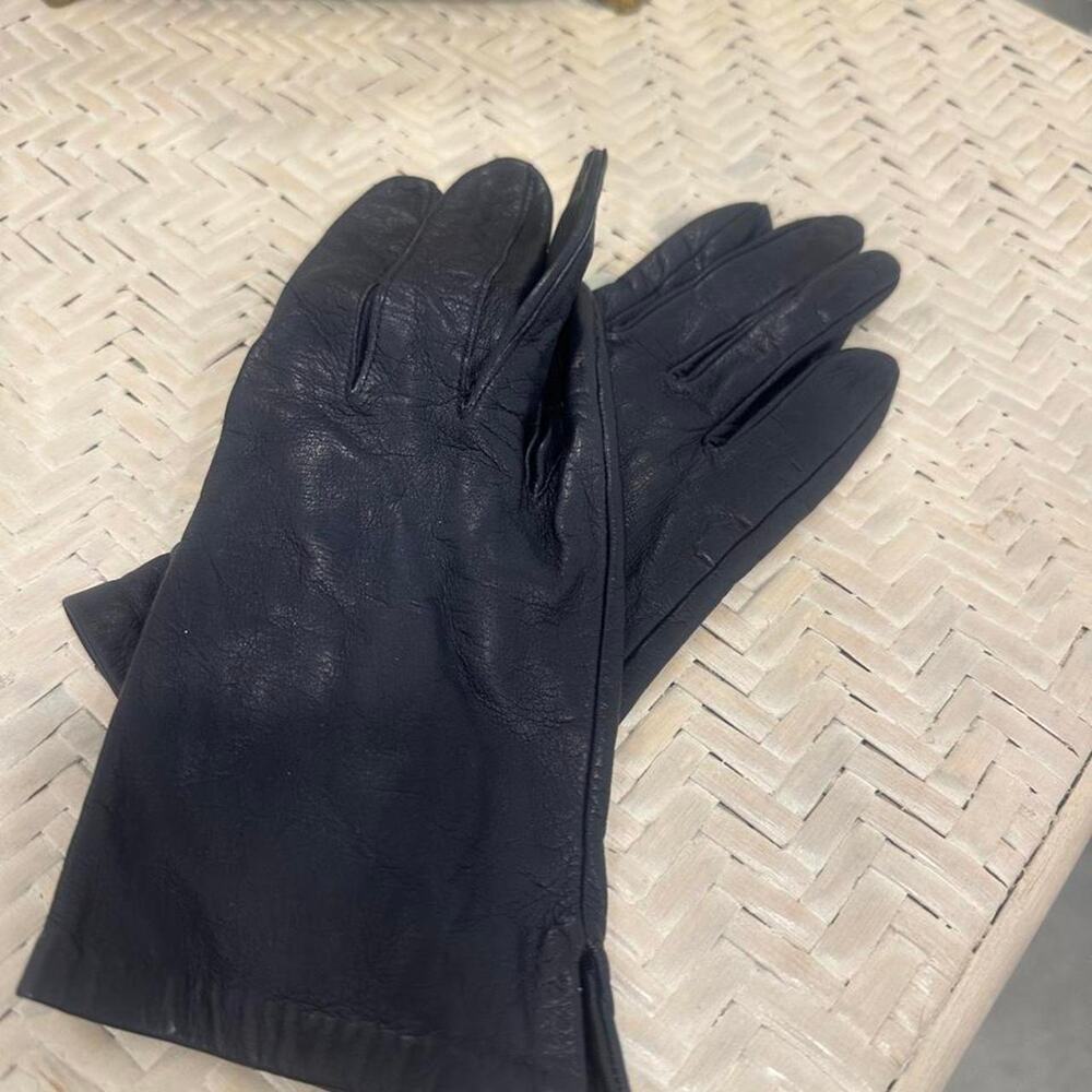 Miss Aris Vintage navy leather gloves size 7.5